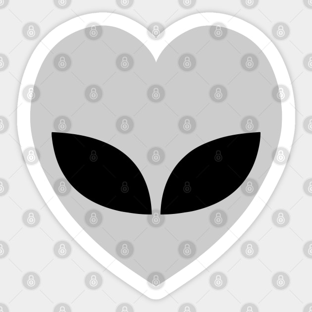 Grey Alien Love Heart Sticker by tinybiscuits